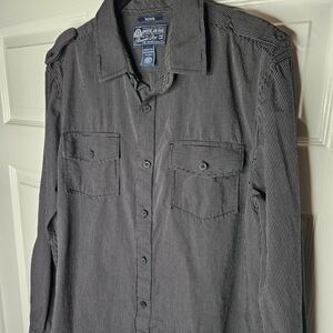American Rag Black And Gray Casual Button Down Long Sleeve Shirt Size M